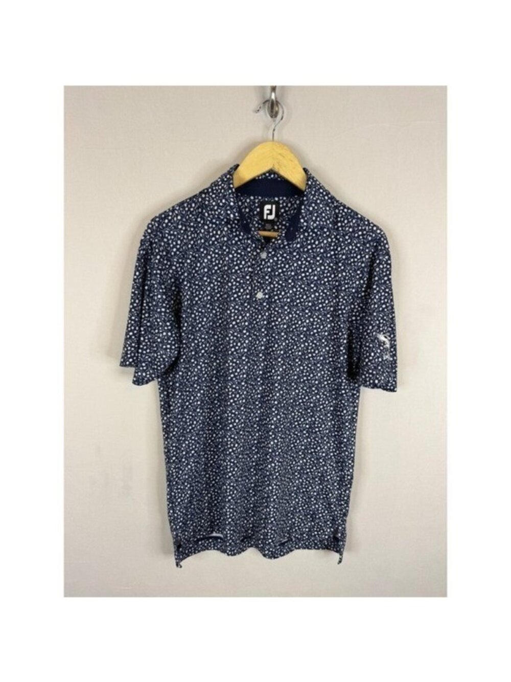 FootJoy FJ Mens Navy Blue Floral Print ProDry Golf Polo Shirt Small Blackhawk